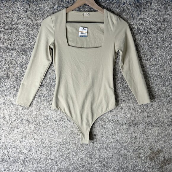 Free People Tops - Free People Bodysuit Womens Small Cuban Sand Square Neck Long Sleeve Intimately